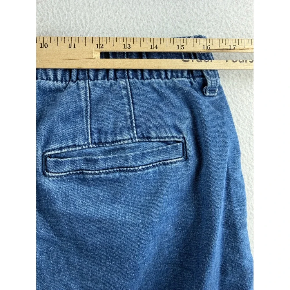 American Eagle Women 6 Trouser Bermuda Shorts Blue Stretch Denim Elastic Back